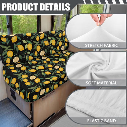 RV Dinette Cushion Covers Lemon Flower Print Stretch Dinette Booth Seats Camper Cushion Slipcover Couch Cover 2 Cushion Slipcovers RV Sofa Cover