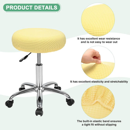 M METERXITY 1-Pack Bar Stool Covers Round, for 12-14 Inch Polyester Corn Grid Seat Covers with Elastic Bands for Bar Stool/Round Cushion [Lemon Yellow]