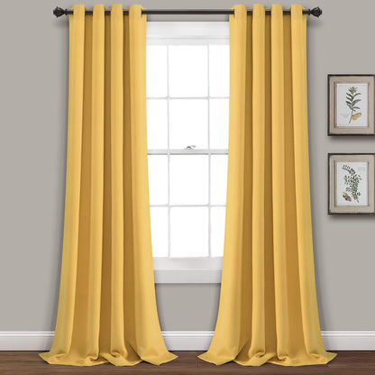 Lush Decor Insulated Grommet Blackout Window Curtain Panels, Pair, 52" W x 95" L, Yellow - Classic Modern Design - Chic Window Decor - Long Curtains For Living Room, Bedroom, Or Dining Room