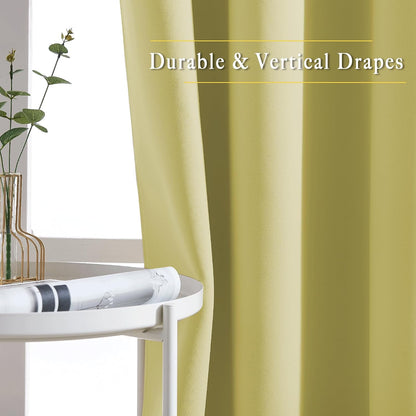 NICETOWN Paler Yellow Blackout Curtains for Bedroom (1 Pair, 52 x 84 inches), Farmhouse Thermal Insulated Room Darkening Drapes for Windows