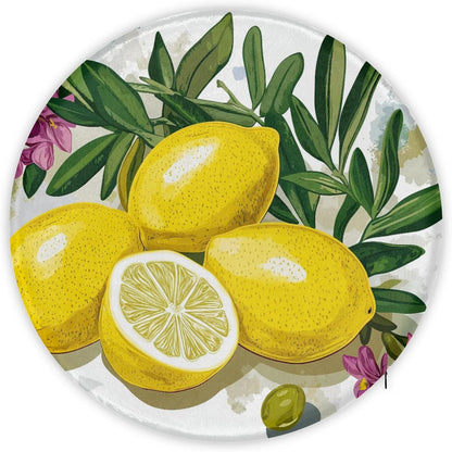 Lemons Yellow Round Chair Cushion for Dining Foam Seat Cushion Cover with Ties Reversible Removable Seat Chair Pads for Indoor Kitchen Decor 14 Inch