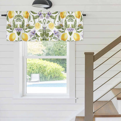 Lemon Flower Valance Curtains Kitchen Curtain for Windows Valance Yellow Fruit Floral Country Bee Summer Sheer Curtains Privacy Bedroom Curtain Topper for Living Room Bathroom Home Decor 42x12in