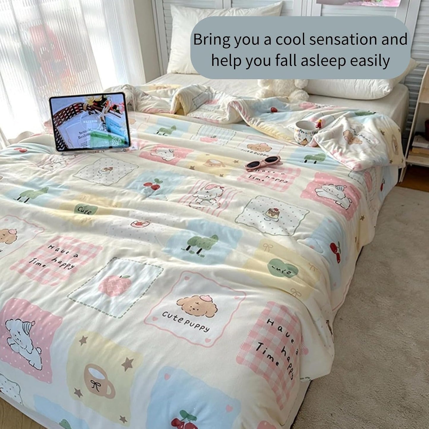 Cooling Blankets for Hot Sleepers,Lightweight Breathable Soft Throws. (Yellow02,Full(78''×91''))