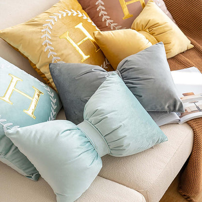 Bow Shaped Throw Pillow Bow Pillow Big Bow Throw Pillow Soft Velvet Pillow Plush Cushion Decorative Pillow for Bed Couch Living Room Decor,Yellow