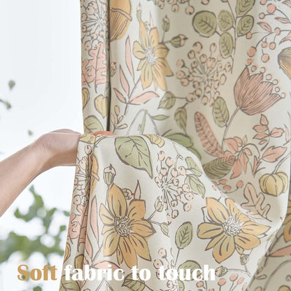 Vangao Yellow Nursery Curtains for Girls Room Floral Blackout Curtains 84 Inch Length Farmhouse Drapes for Bedroom Room Darkening Flower Patterned Window Treatment for Kids Set of 2