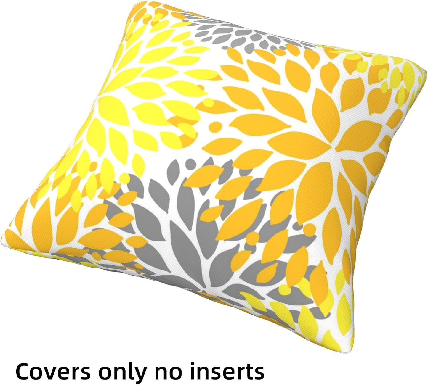 Yellow Pillow Covers 18x18 Inch Set of 4 Yellow Gray Dahlia Flower Throw Pillows Modern Geometric Floral Square Cushion Covers for Sofa Couch Bed Living Room Decorative Pillowcases