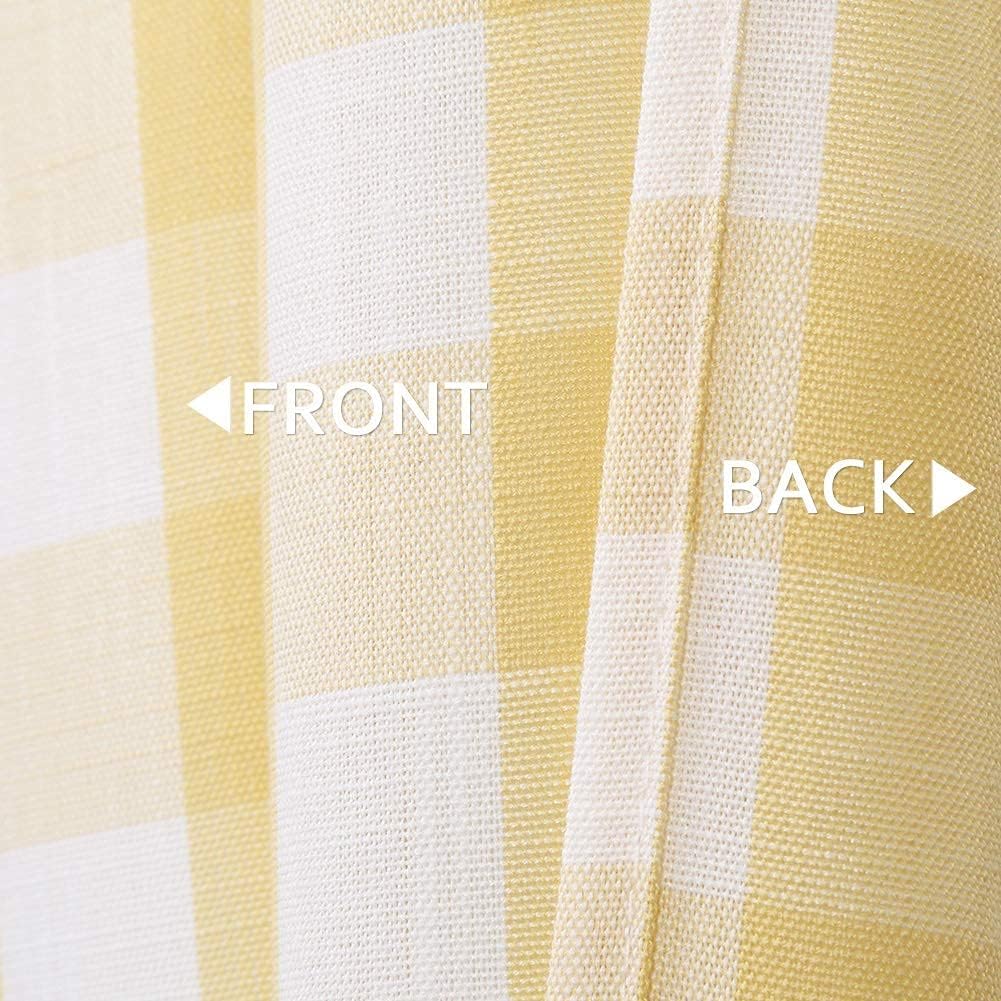 Amzdecor Yellow White Buffalo Plaid Valance Linen Sheer Cafe Curtain Buffalo Check Plaid Rod Pocket Rustic Farmhouse Kitchen Window Treatment for Living Room Bedroom,1 Panel,55''x15'',Yellow and White