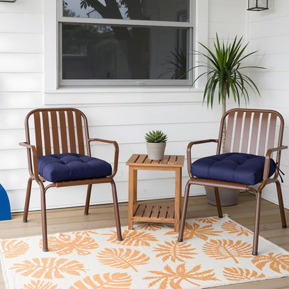 Gnostik 2 Pcs Outdoor Seat Cushions, Yellow Waterproof U Shaped Outdoor Chair Cushions Patio Chair Seat Pads for Porch, Garden Furniture, 18.6"X18.6"