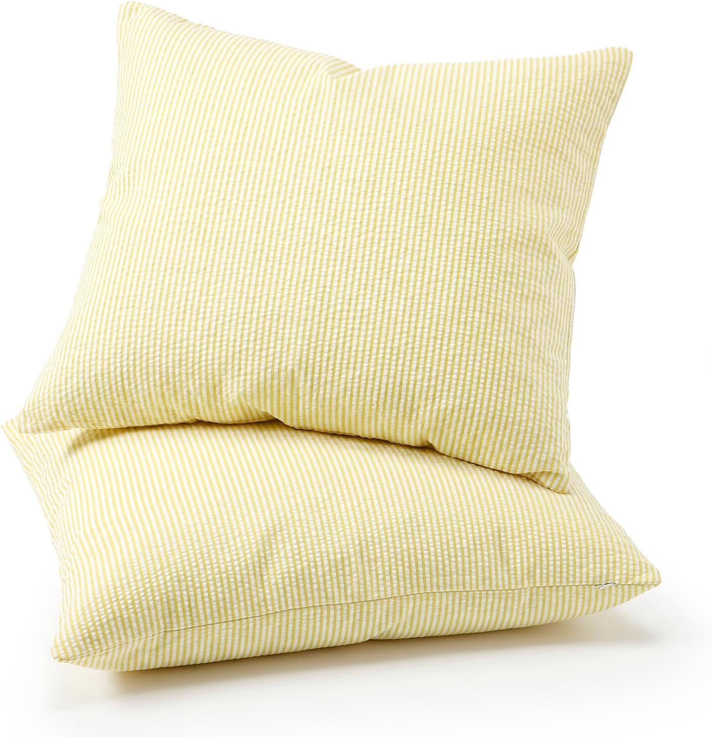 Huhumy Yellow 2 Pack Throw Pillow Cover 18" x 18" for Home Decoration Striped Modern Style Decorative Cushion Covers No Inserts Seersucker Pillow Cover for Outdoor Patio Living Room Chair Bed Couch