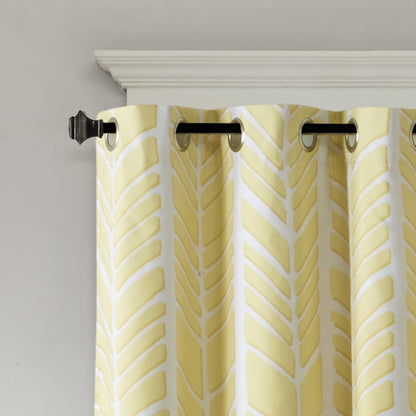 Intelligent Design Adel Total Blackout Curtain for Bedroom, Casual Single Window Panel for Livingroom, Family, Geometric Grommet Room Darkening Black Out Curtain, Single Panel Only, 50x84, Yellow