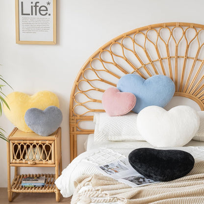Heart Pillow, Heart Shaped Pillow for Bed Couch, Soft Decorative Heart Throw Pillow, Cute Decorate Pillows, Heart Pillows for Bedroom Living Room (Yellow, Mini 12.9"x9.8")