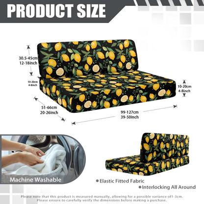 RV Dinette Cushion Covers Lemon Flower Print Stretch Dinette Booth Seats Camper Cushion Slipcover Couch Cover 2 Cushion Slipcovers RV Sofa Cover