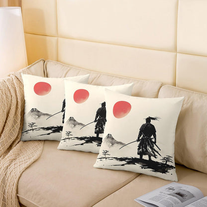 jejeloiu Samurai Throw Pillow Covers 22"x22" Set of 2 Fuji Mountain Pattern Cushion Cover for Sofa Sunset Nature Pattern Decorative Pillow Case Pillowcase Japanese-Style Outdoor Pillows Covers