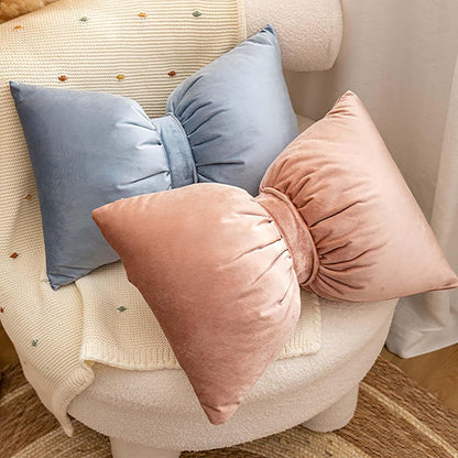 Bow Shaped Throw Pillow Bow Pillow Big Bow Throw Pillow Soft Velvet Pillow Plush Cushion Decorative Pillow for Bed Couch Living Room Decor,Yellow