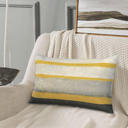 Yellow Grey Throw Pillow Covers Beige Abstract Art Lumbar Pillow Cover 12x20 Inch Set of 2 Painting Striped Pillowcase Decorative Cushion Cases for Couch Sofa