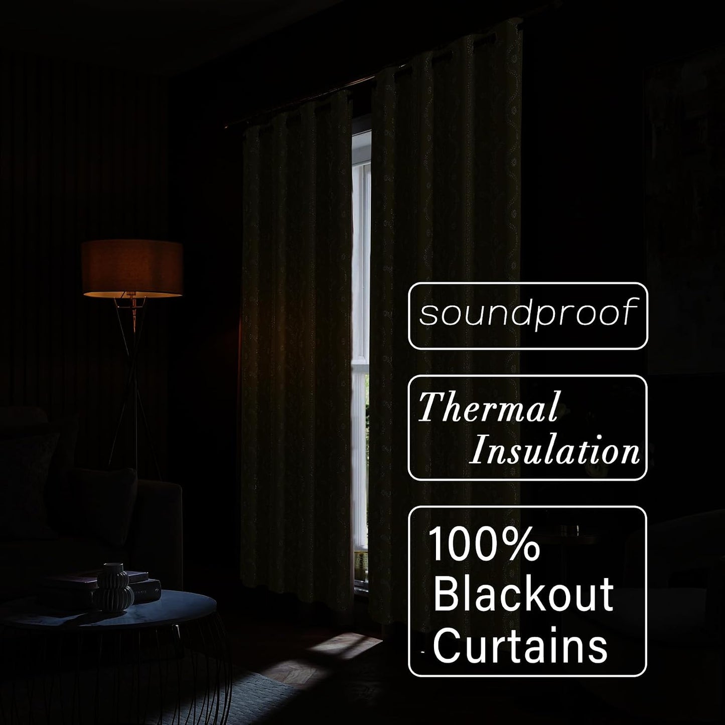 LIMON HOME Mustard Yellow Curtains & Drapes 84 Inches Long 2 Panels for Living Room 100% Blackout Magritte Printed Floral Curtains Yellow