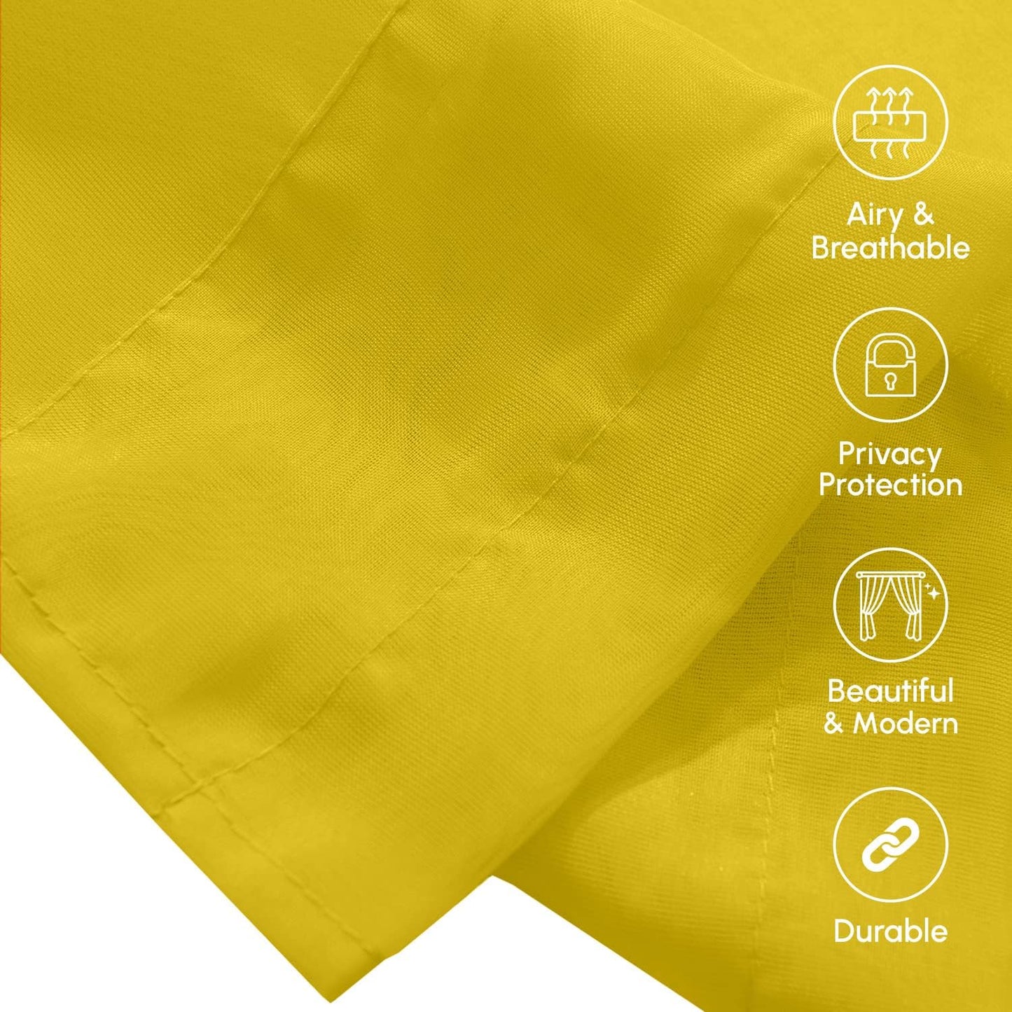 Elegant Comfort 2-Piece Sheer Panel with 2inch Rod Pocket - Window Curtains 40-inch Width X 84-inch Length, Neon Yellow