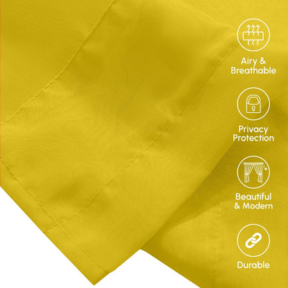 Elegant Comfort 2-Piece Sheer Panel with 2inch Rod Pocket - Window Curtains 40-inch Width X 84-inch Length, Neon Yellow