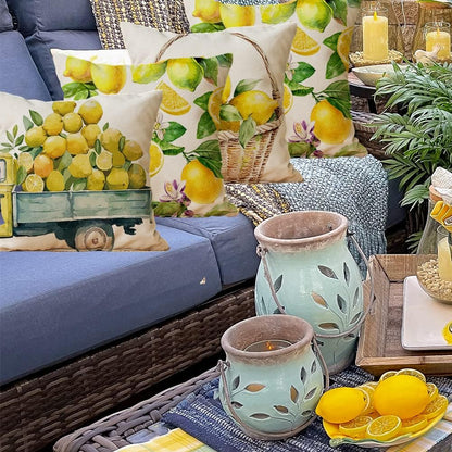 Ogiselestyle Watercolor Lemons Throw Pillow Covers, 18 x 18 Inch Yellow Summer Lemon Cushion Case for Sofa Couch Set of 4