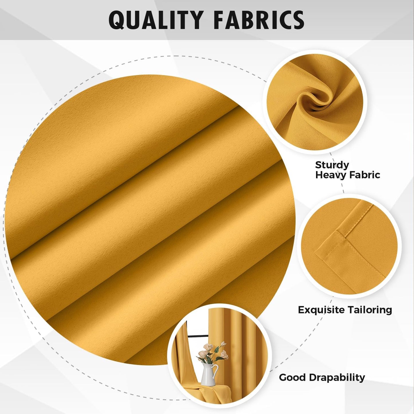 MIULEE Blackout Curtains 96 Inches Long for Bedroom Living Room Thermal Insulated Room Darkening Grommet Top Solid Light Blocking Drapery Set of 2 Window Panels Yellow