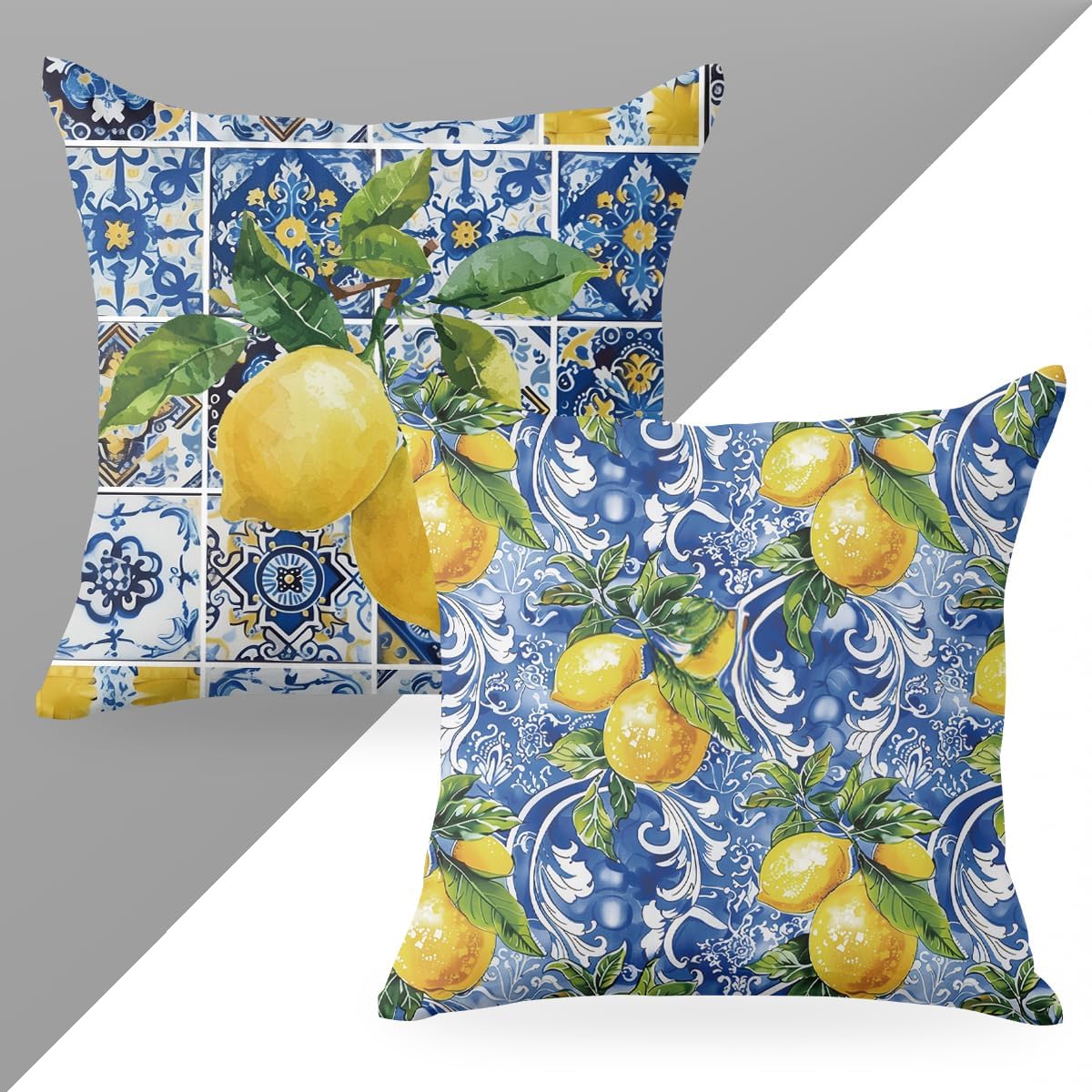 2 PCs Pillow Covers 18x18, Italy Lemon Throw Pillow Covers, Lemon Decor Italian Gifts Pillow Cases Decorative Pillow Protectors Living Room Bedroom Office Home Decor for Cushion Car Bed
