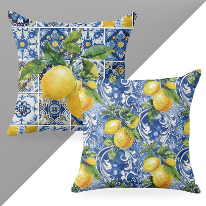 2 PCs Pillow Covers 18x18, Italy Lemon Throw Pillow Covers, Lemon Decor Italian Gifts Pillow Cases Decorative Pillow Protectors Living Room Bedroom Office Home Decor for Cushion Car Bed
