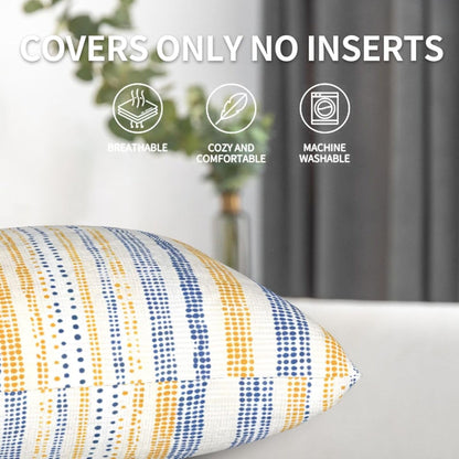 KiuLoam Navy Blue Yellow Dots Striped Throw Pillow Covers 18 x 18 Inch Set of 2 Outdoor Decorative Pillow Cases Farmhouse Cushion Cases for Couch Bed Home Decor