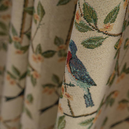 Farmhouse Bird Jacquard Curtain Panels with Tassel 78 Inches Botanical Pattern Light Reducing Thermal Insulated Rod Pocket Curtains/Panels/Drapes for Living Room (Yellow,59"x78")