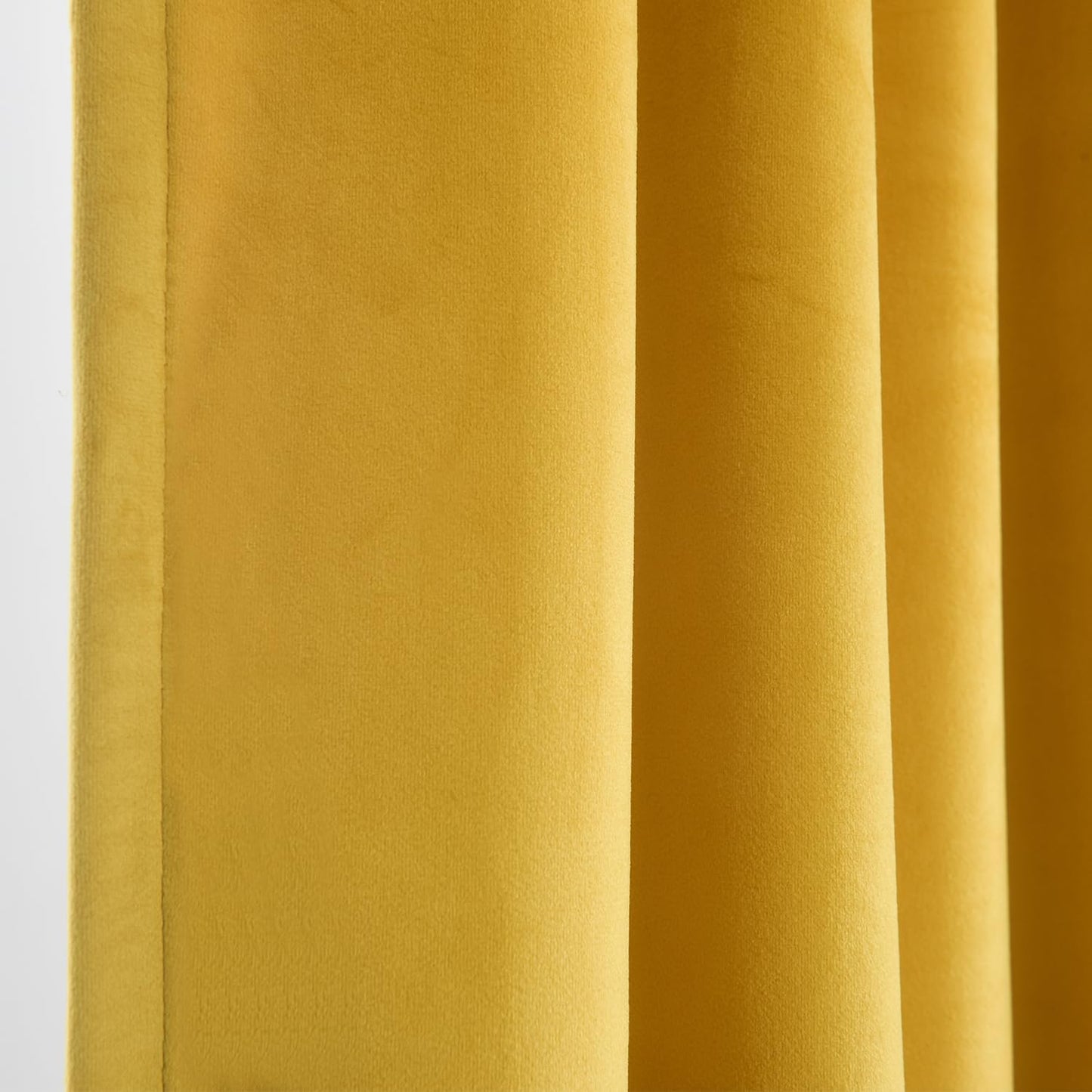 Roslynwood Luxury Soft Warm Yellow Velvet Curtains 84 inches Long Back Tab Thermal Insulated Blackout Window Drapes for Living Room/Bedroom/Dining Room, W52 x L84, 2 Panels