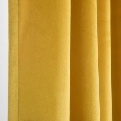 Roslynwood Luxury Soft Warm Yellow Velvet Curtains 84 inches Long Back Tab Thermal Insulated Blackout Window Drapes for Living Room/Bedroom/Dining Room, W52 x L84, 2 Panels