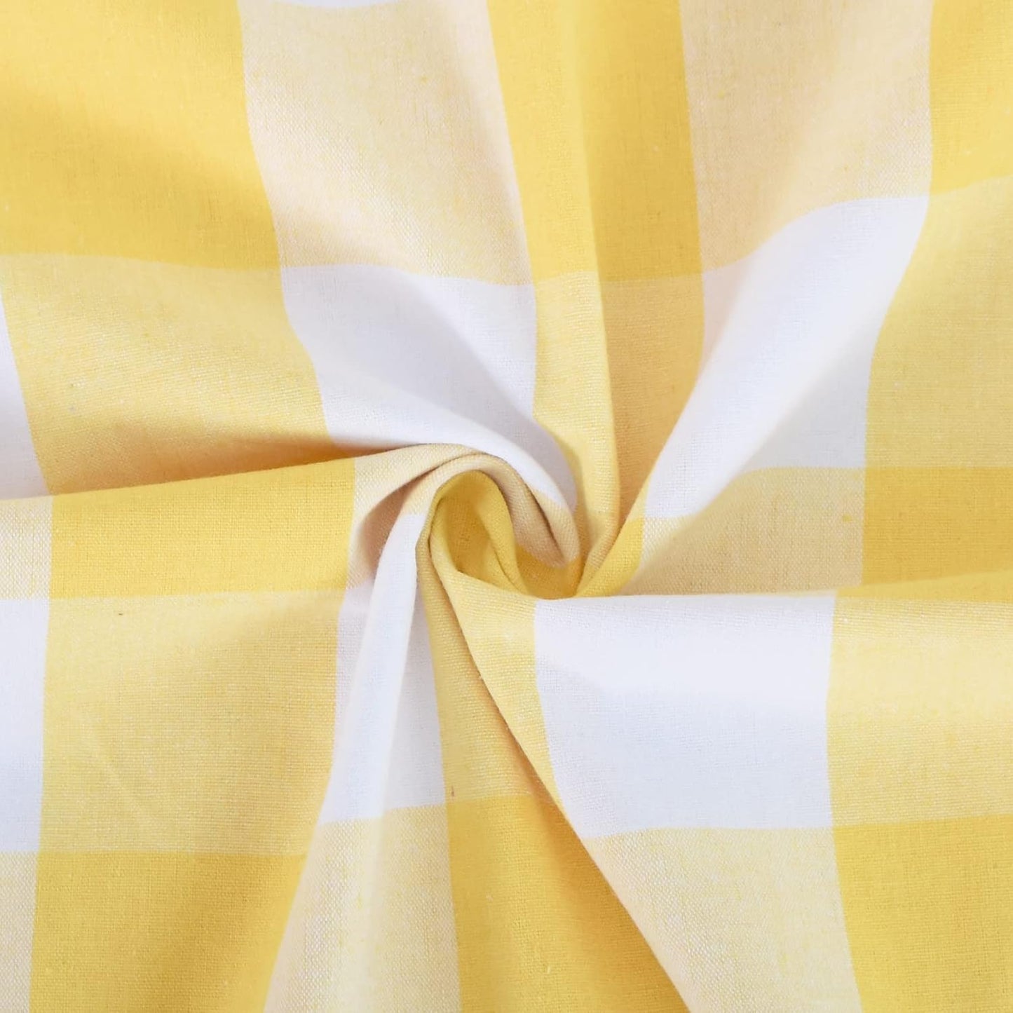 Cafe Curtains 30 inches Long Buffalo Plaid Kitchen Tiers 2 Panels Rod Pocket Gingham Check Short Small Half Window Curtains Bathroom Yellow & White
