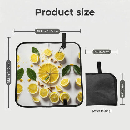 Yellow Lemon Print Compact Seat Cushion Travel Pad Folding Outdoor Sitting Mat Lightweight Waterproof