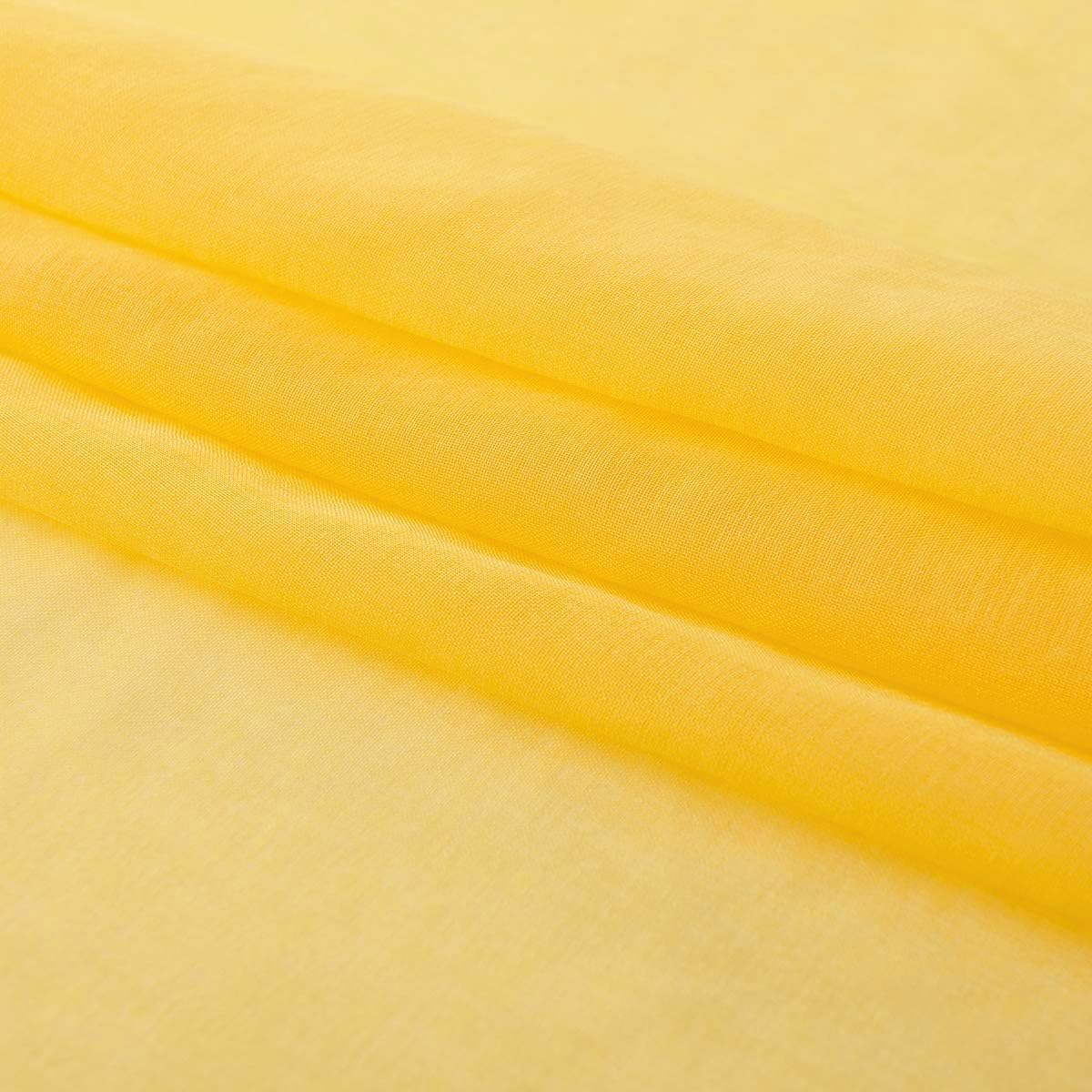 Butter Yellow Sheer Curtains 72 Inches Long Semi Faux Linen Yellow Sheers Curtain for Bedroom Living Room Girls Kids Room 2 Panels 52x72 Inch Length Gold