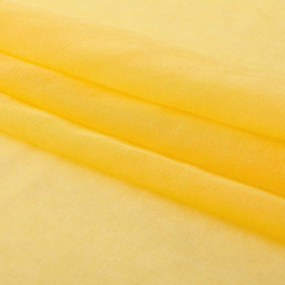 Butter Yellow Sheer Curtains 72 Inches Long Semi Faux Linen Yellow Sheers Curtain for Bedroom Living Room Girls Kids Room 2 Panels 52x72 Inch Length Gold