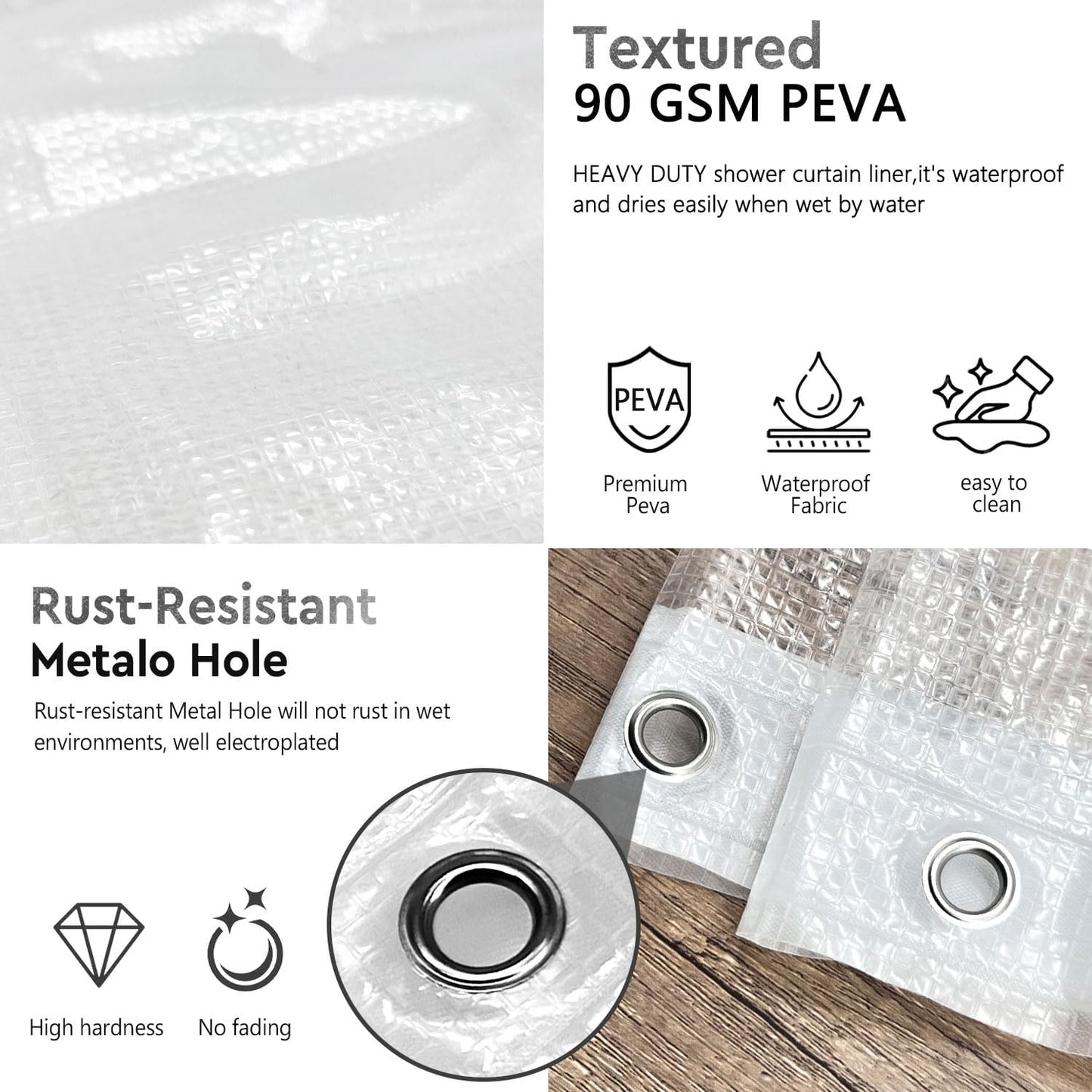 3 in 1 Shower Curtain Set, Checkered Minimalist Shower Curtain and PEVA Liner Sets swith 12 Metal Double Sided Shower Curtain Hooks, White Line Simple Modern Shower Curtain for Bathroom, 72x72, Yellow