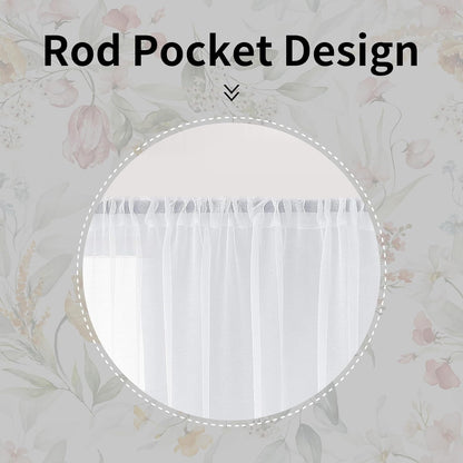 Floral Sheer Curtains for Living Room 63 inch Length 2 Panels Set Elegant Yellow Flower Spring Printed Window Curtain Chiffon Drapes for Bedroom