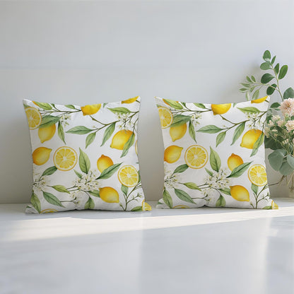 Spring Summer Lemons Throw Pillow Covers 18x18Inch Set of 2, Double-Side Print Decorative Pillowcases for Couch, Bedroom, Living Room (WL-DP-LS-Lemons, 18X18Inch)