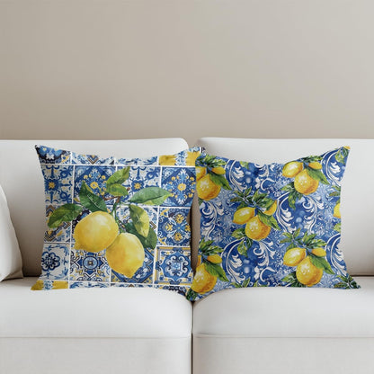 2 PCs Pillow Covers 18x18, Italy Lemon Throw Pillow Covers, Lemon Decor Italian Gifts Pillow Cases Decorative Pillow Protectors Living Room Bedroom Office Home Decor for Cushion Car Bed