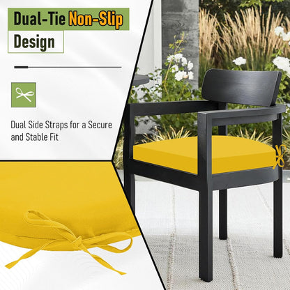 Basic Beyond Outdoor Chair Cushions Set of 4, Outdoor Cushions for Patio Furniture, Water Resistant Patio Chair Cushions with 2 Ties, 17x16x2, Yellow