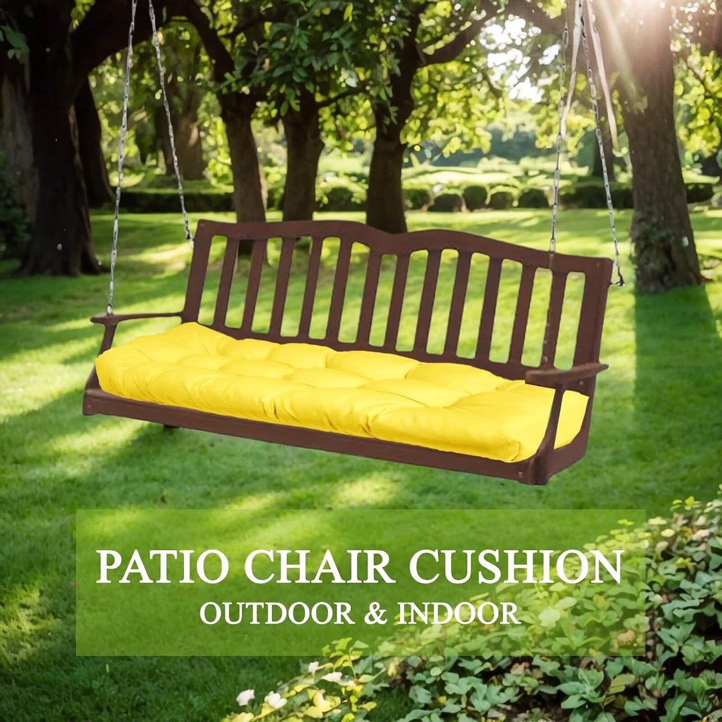 MTMR Outdoor Bench Cushion for Furniture 40X19 Inch Tufted Porch Swing Cushions with High Elasticity PP Cotton and Durable Ties, Thick Bench Seat Cushions for Patio Furnitures Yellow