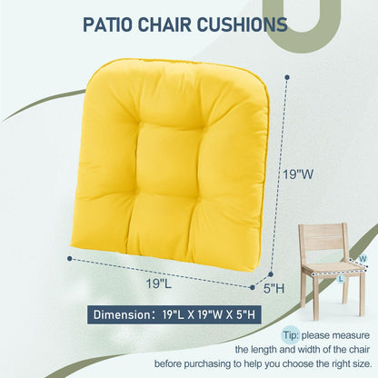downluxe Outdoor Chair Cushions Set of 2 for Patio Furniture, Water Resistant Tufted Overstuffed Patio Furniture Cushions, Thick Outdoor Seat Cushion, 19" X 19" X 5", Yellow