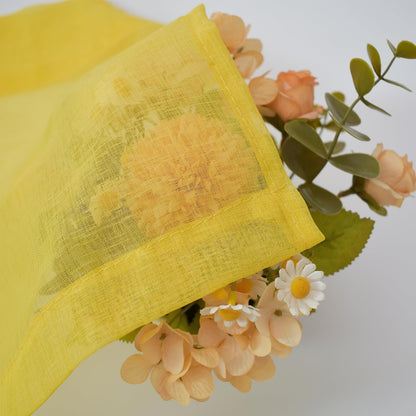 Yellow Sheer Valance 16 inches Long Curtain Toppers Living Room Bedroom Kitchen over Sink Voile Transparent Linen Textured Valence Curtain Small Short Mini Door Window Treatment 1 Panel Rod Pocket