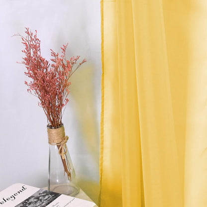 HUTO Dark Yellow Sheer Window Scarf Valance for Girls Room Soft Voile Curtain Scaves Wedding Party Bed Canopy,1 Panel 52 x 144 Inches Long