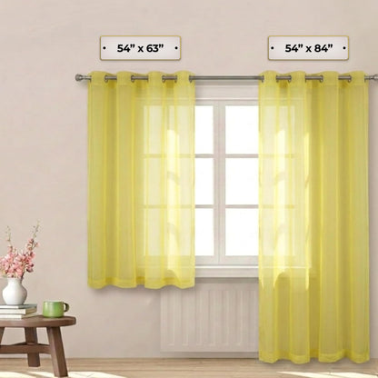 YHSF Grommet Sheer Curtains, 84 Inches Long, 2 Panel Set, 54" W x 84" L, Yellow