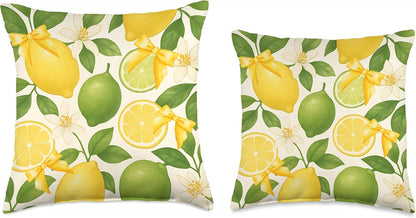 Summertime Lemons Limes And Yellow Coquette Bows Throw Pillow