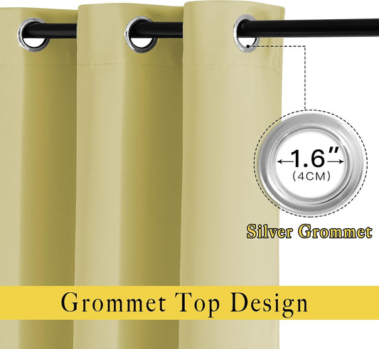 NICETOWN Paler Yellow Blackout Curtains for Bedroom (1 Pair, 52 x 84 inches), Farmhouse Thermal Insulated Room Darkening Drapes for Windows