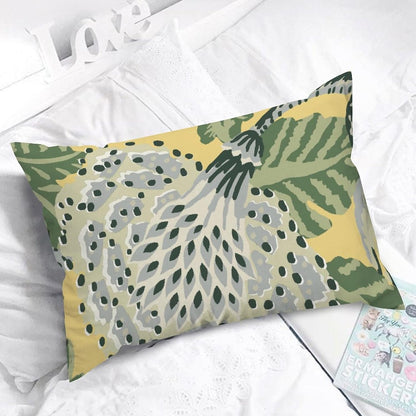 ArogGeld Green Grey Yellow Chinoiserie Floral Farmhouse Lumbar Pillow Covers Green and Yellow Flower White Linen Cushion Cover Japanese Chinoiserie Pillow Case for Living Room Bedroom 16x24in