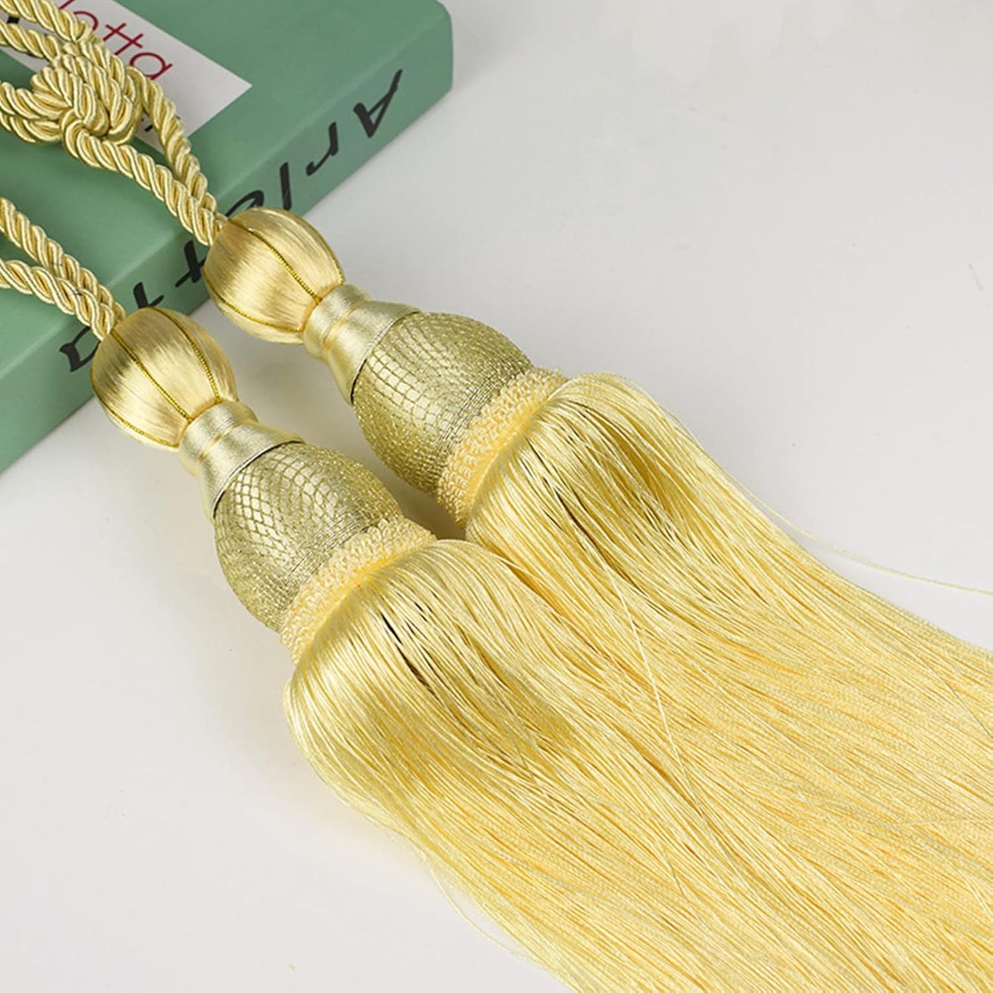 Selling Wonderful Curtain Holdbacks Curtains Tiebacks Home Decorative Braided Buckle Fastener Accessories Window Drapery Ball Tassels Tiebacks, Set of 2(Light Yellow)