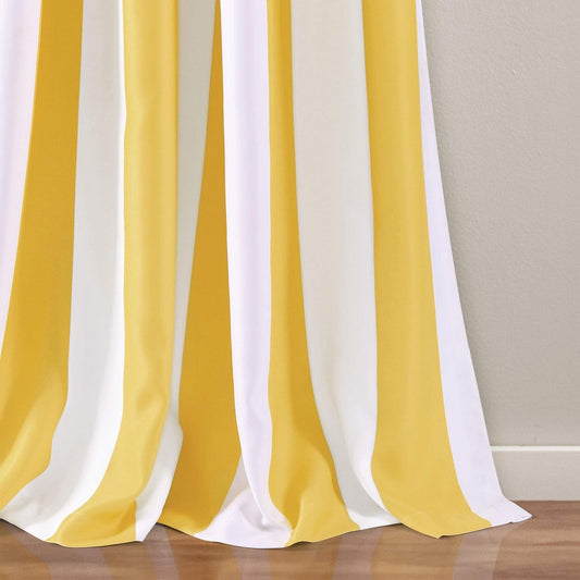 Lush Decor Wilbur Stripe Light Filtering Window Curtain Panel Pair, 95" x 52", Yellow
