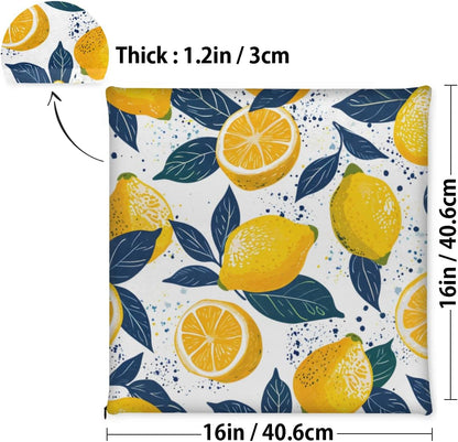 Lemon Fruit Leaf Chair Cushions for Kitchen Dining, Indoor/Outdoor Reversible Seat Cushion Cover with Removable, Decor Seat Chair Pads with Memory Foam